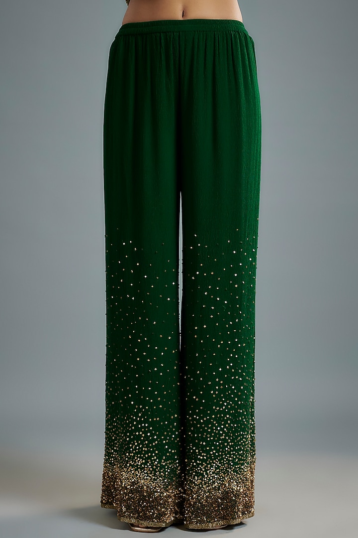 Emerald Chiffon Sequins Embroidered Kurta Set by Nakul Sen at Pernia's Pop Up Shop
