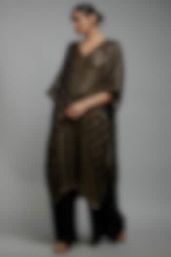 Black Chiffon Sequins Embroidered Kurta Set by Nakul Sen at Pernia's Pop Up Shop