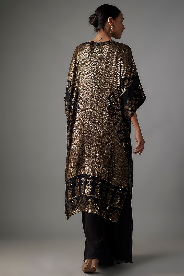 Black Chiffon Sequins Embroidered Kurta Set by Nakul Sen at Pernia's Pop Up Shop