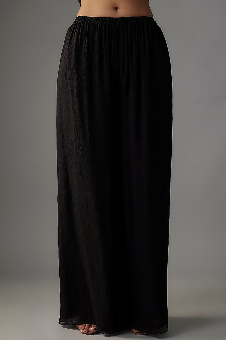 Black Chiffon Sequins Embroidered Kurta Set by Nakul Sen at Pernia's Pop Up Shop