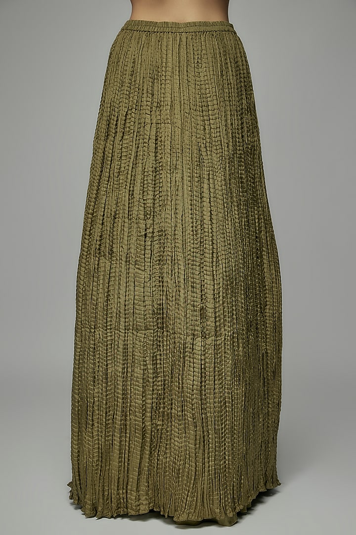 Olive Chiffon Sequins Embroidered Jacket Set by Nakul Sen at Pernia's Pop Up Shop