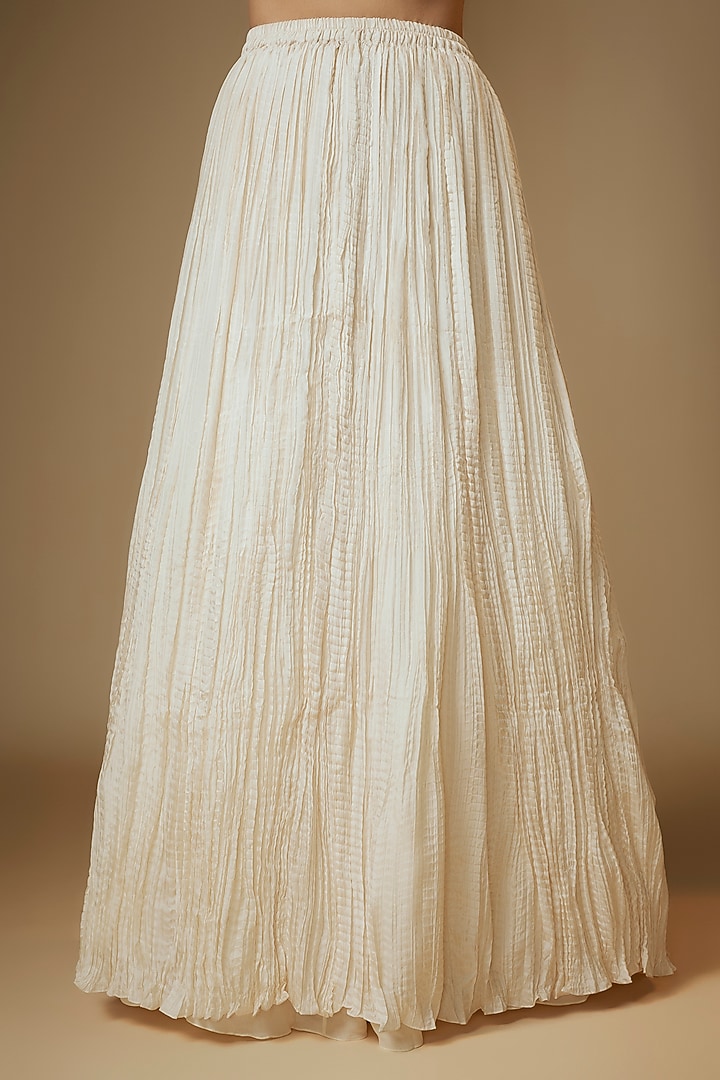 Ivory Chiffon Sequins Embroidered Jacket Set by Nakul Sen at Pernia's Pop Up Shop