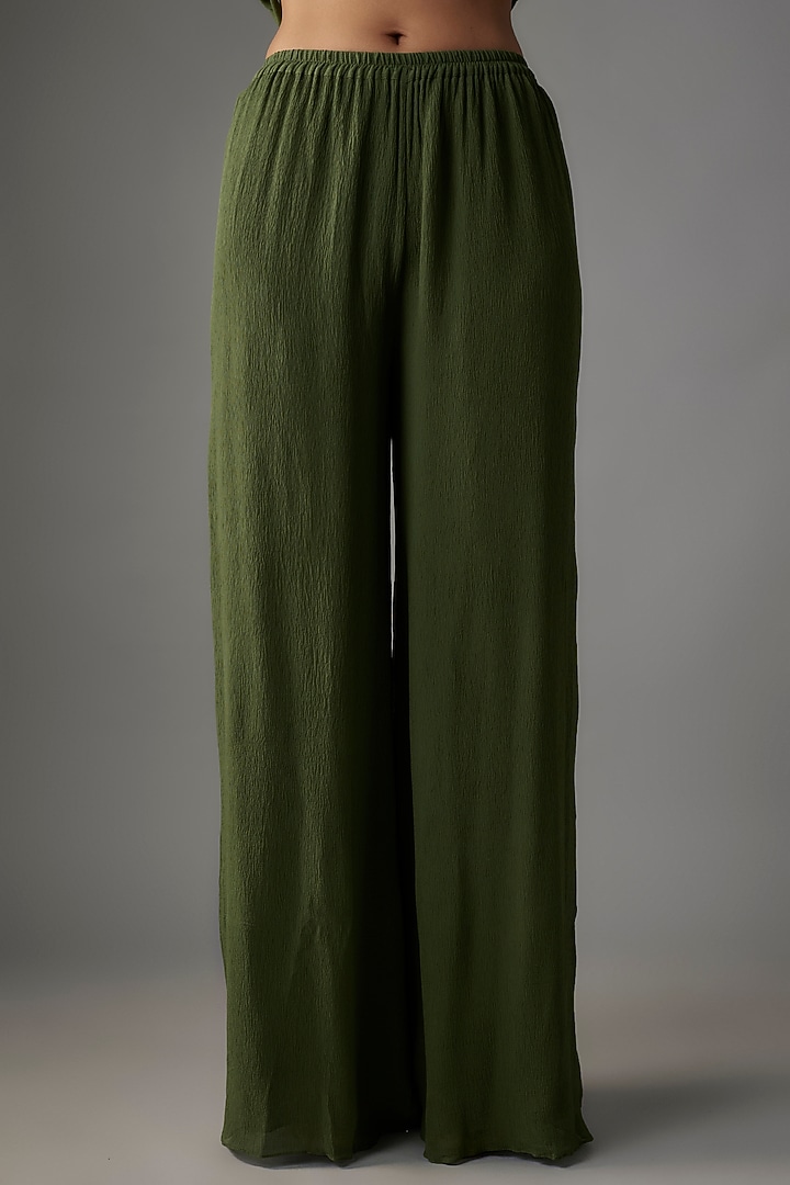 Basil Green Chiffon Sequins Embroidered Kurta Set by Nakul Sen at Pernia's Pop Up Shop