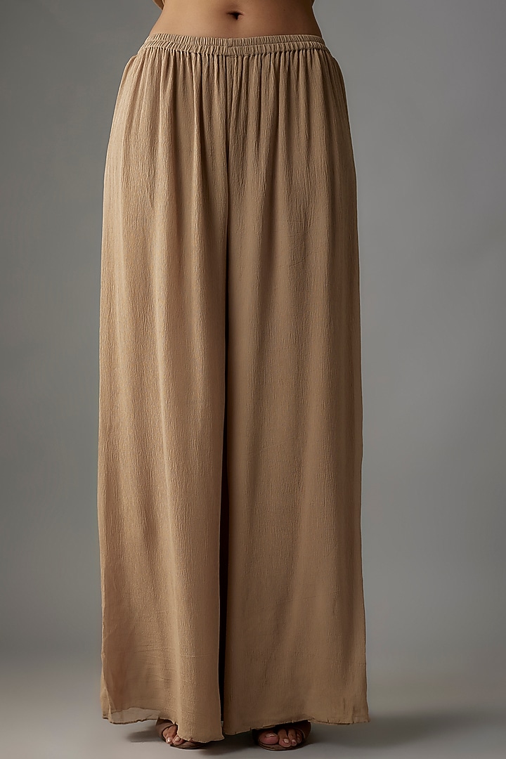 Beige Chiffon Sequins Embroidered Kurta Set by Nakul Sen at Pernia's Pop Up Shop