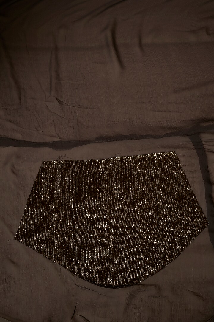Charcoal Chiffon Sequins Embroidered Bridal Saree Set by Nakul Sen at Pernia's Pop Up Shop