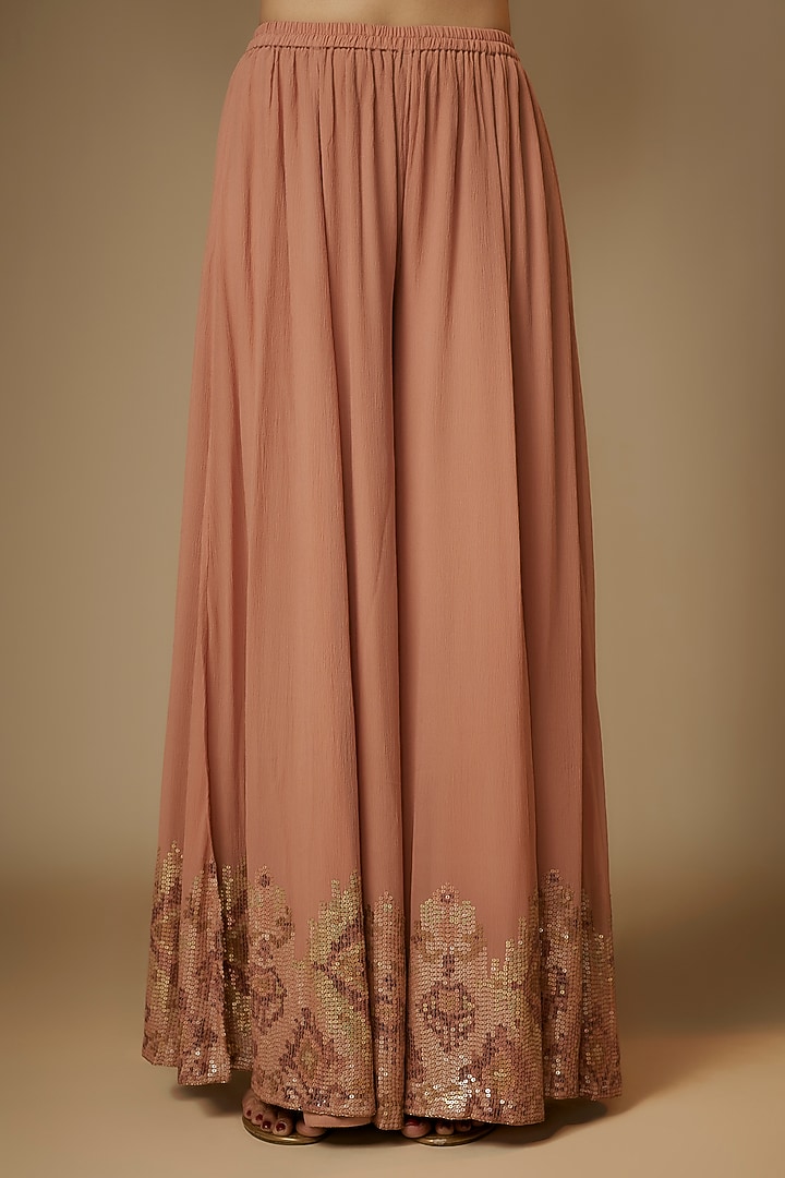 Kadambari Pink Chiffon Sequins Embroidered Jacket Set by Nakul Sen at Pernia's Pop Up Shop