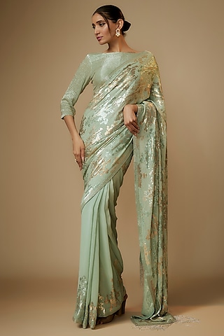 Sunflower Yellow Satin Silk Saree Set Design by Peeli Dori at Pernia's Pop  Up Shop 2024