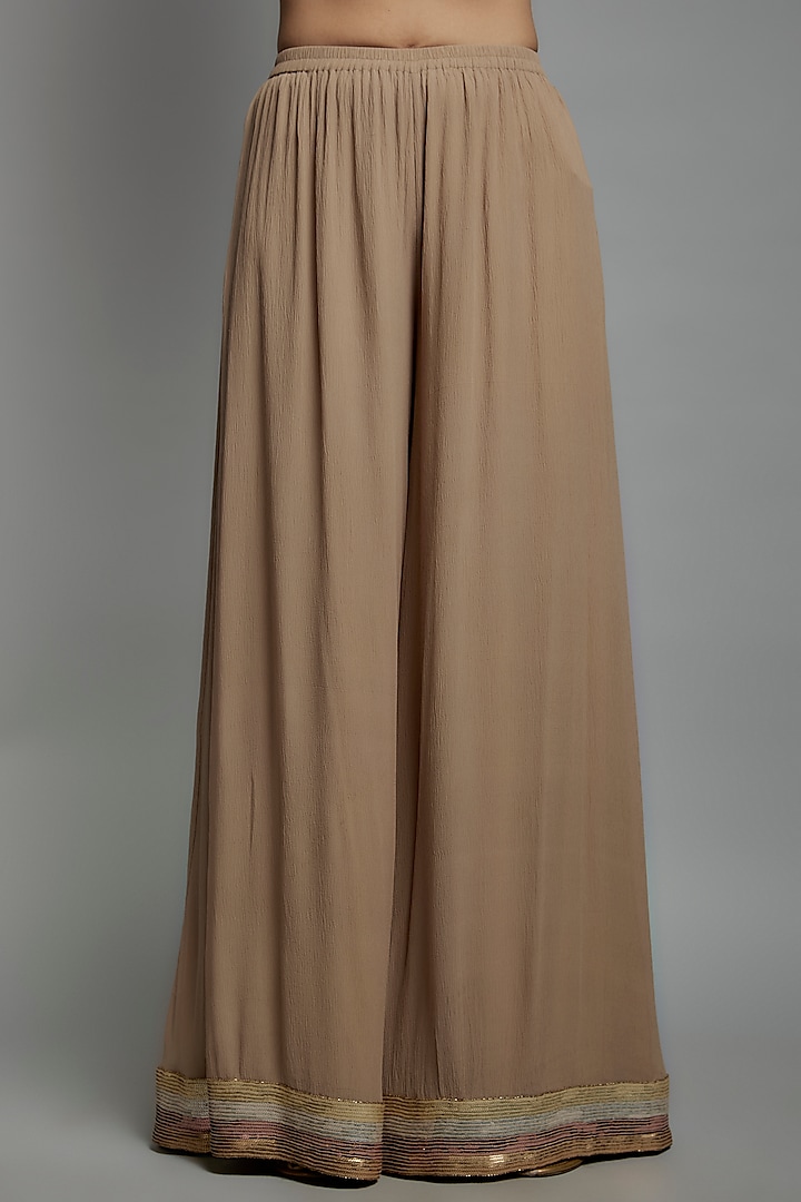 Beige Chiffon Sequins Embroidered Bridal Sharara Set by Nakul Sen at Pernia's Pop Up Shop