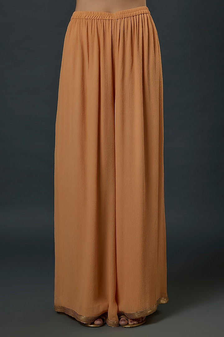 Peach Chiffon Sequins Embroidered Kurta Set by Nakul Sen at Pernia's Pop Up Shop