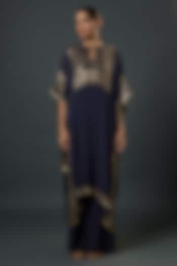 Navy Blue Chiffon Sequins Embroidered Kurta Set by Nakul Sen at Pernia's Pop Up Shop