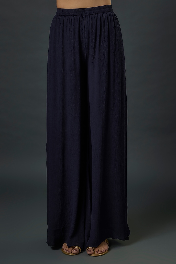 Navy Blue Chiffon Sequins Embroidered Kurta Set by Nakul Sen at Pernia's Pop Up Shop