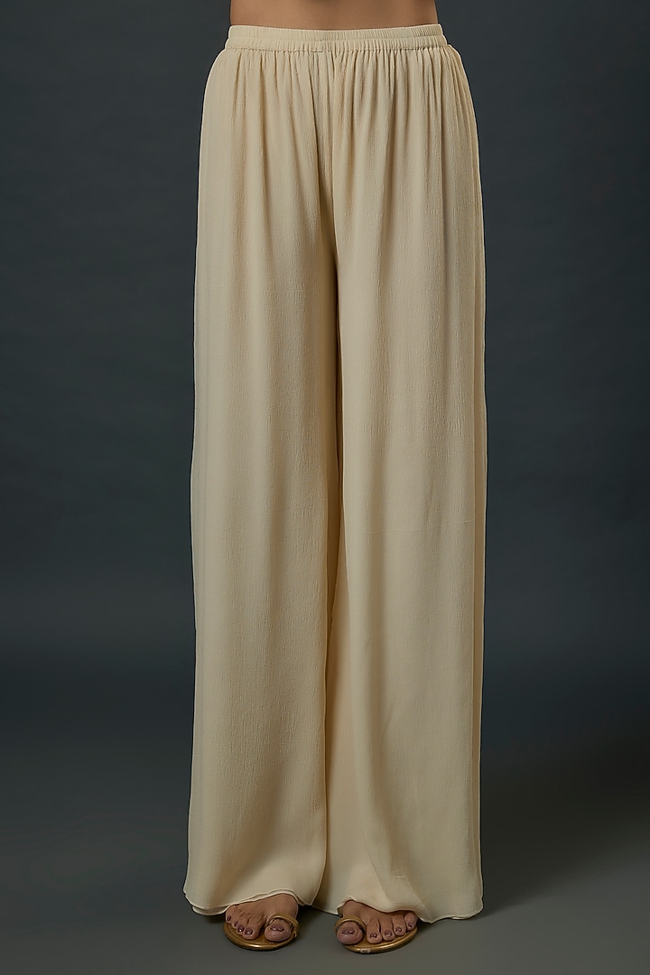 Ivory Chiffon Sequins Embroidered Kaftan Set by Nakul Sen at Pernia's Pop Up Shop
