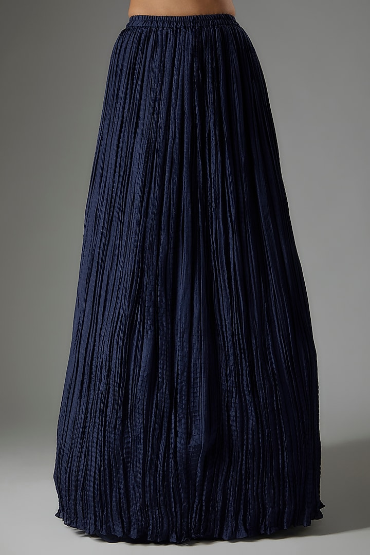 Navy Chiffon Sequins Embroidered Skirt Set by Nakul Sen at Pernia's Pop Up Shop