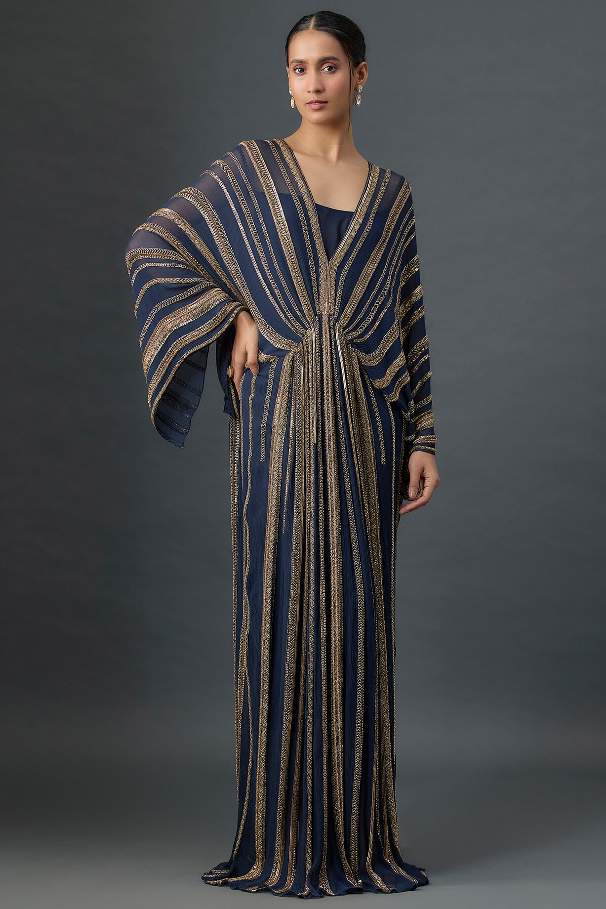 sachin and babi light blue dress African Boutique Gold Beaded Kaftan for Women  Sleeve - Hidden Belt  Chiffon  Kaftan Dresses for Women - Fuchsia