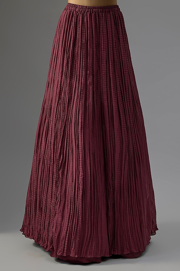 Wine Chiffon Sequins Embroidered Jacket Set by Nakul Sen at Pernia's Pop Up Shop