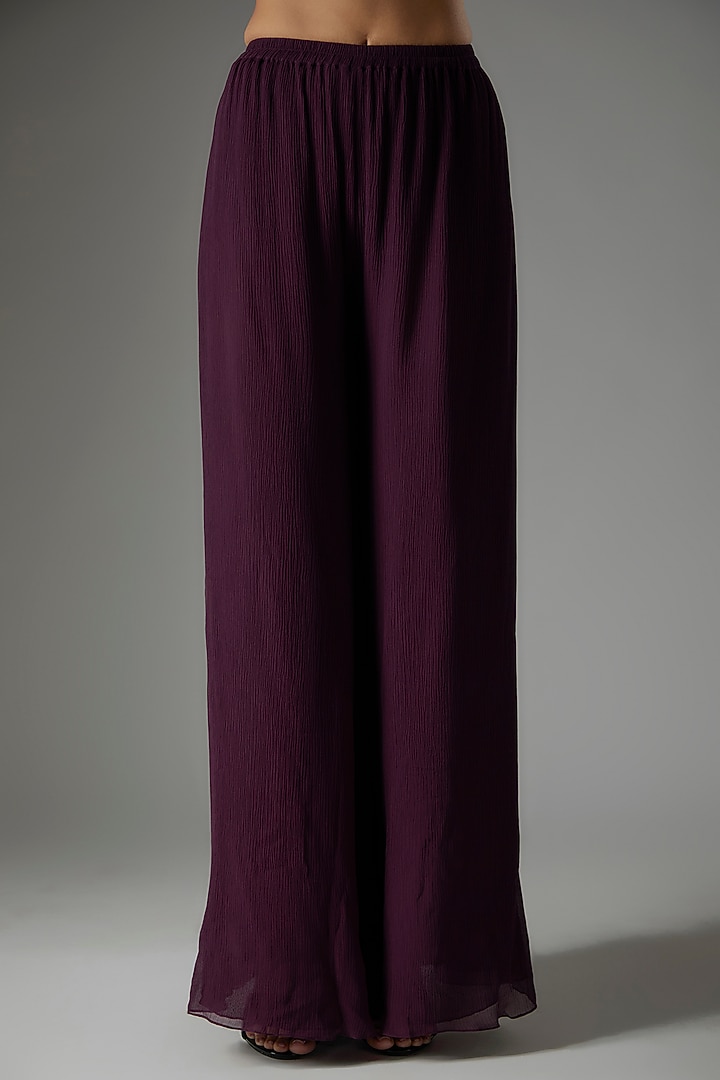 Aubergine Chiffon Sequins Embroidered Kaftan Set by Nakul Sen at Pernia's Pop Up Shop