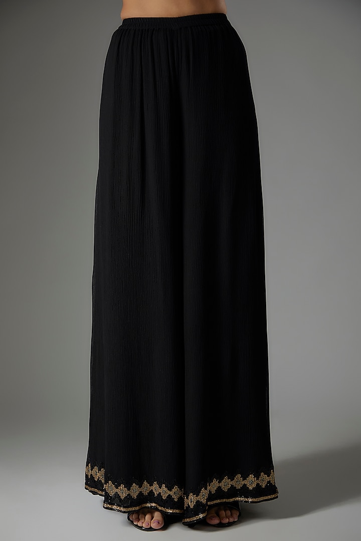 Black Chiffon Sequins Embroidered Kurta Set by Nakul Sen at Pernia's Pop Up Shop