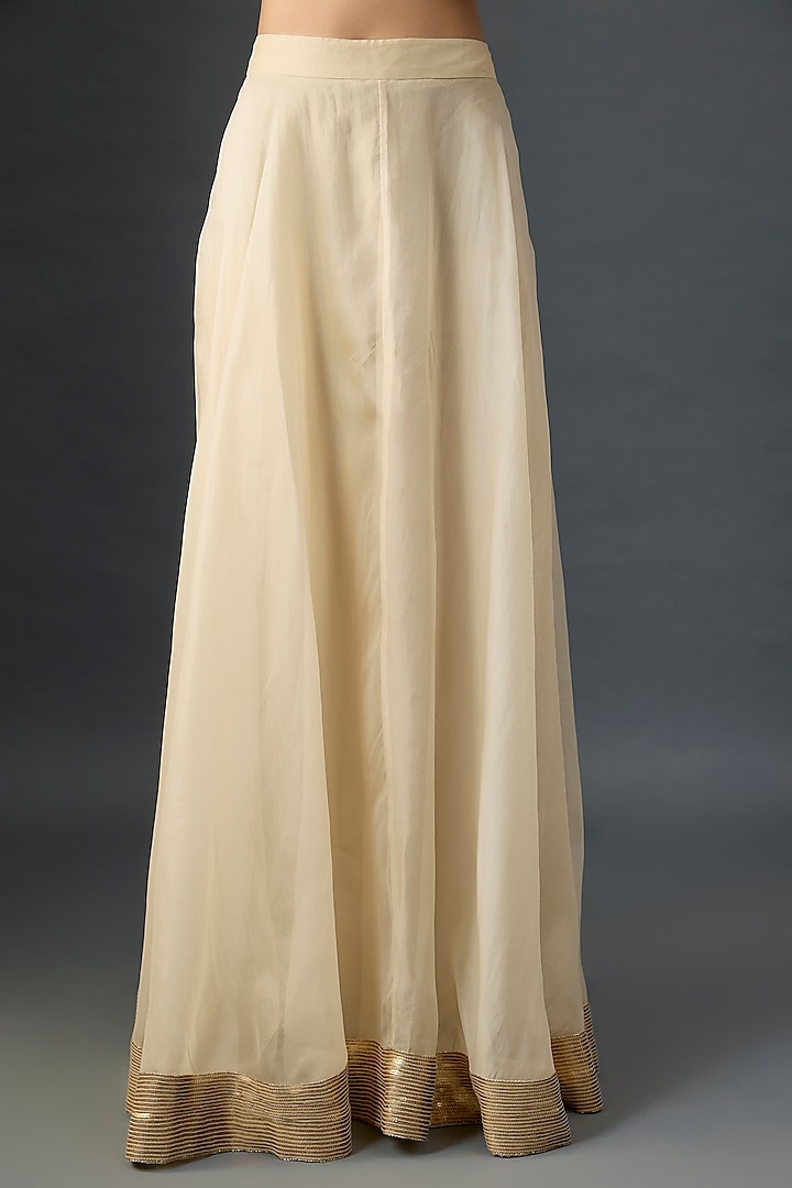 Mushroom Colored Silk Chiffon Sequins Embroidered Jacket Set by Nakul Sen at Pernia's Pop Up Shop