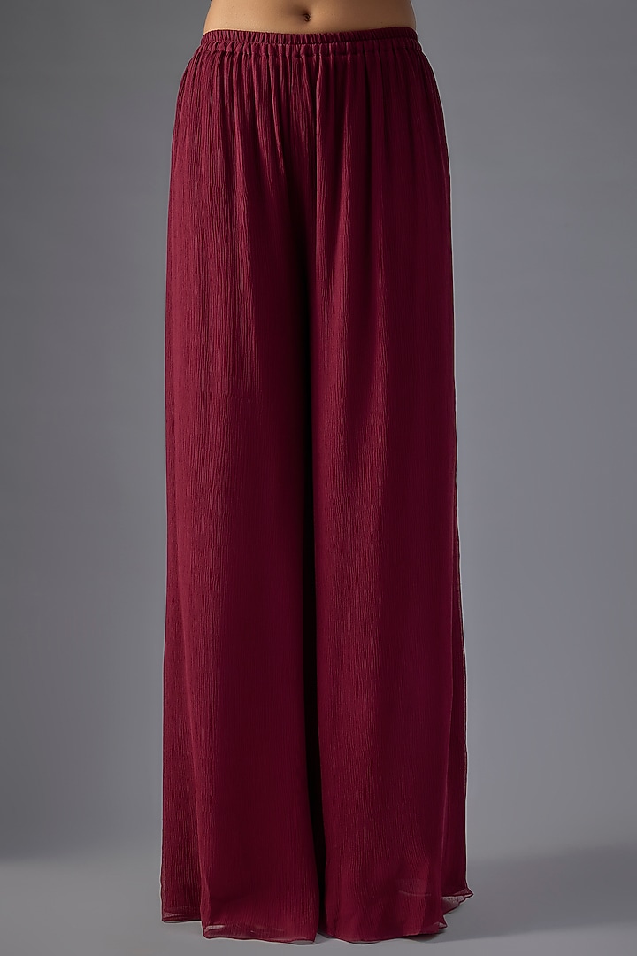 Wine Chiffon Sequins Embroidered Kaftan Set by Nakul Sen at Pernia's Pop Up Shop