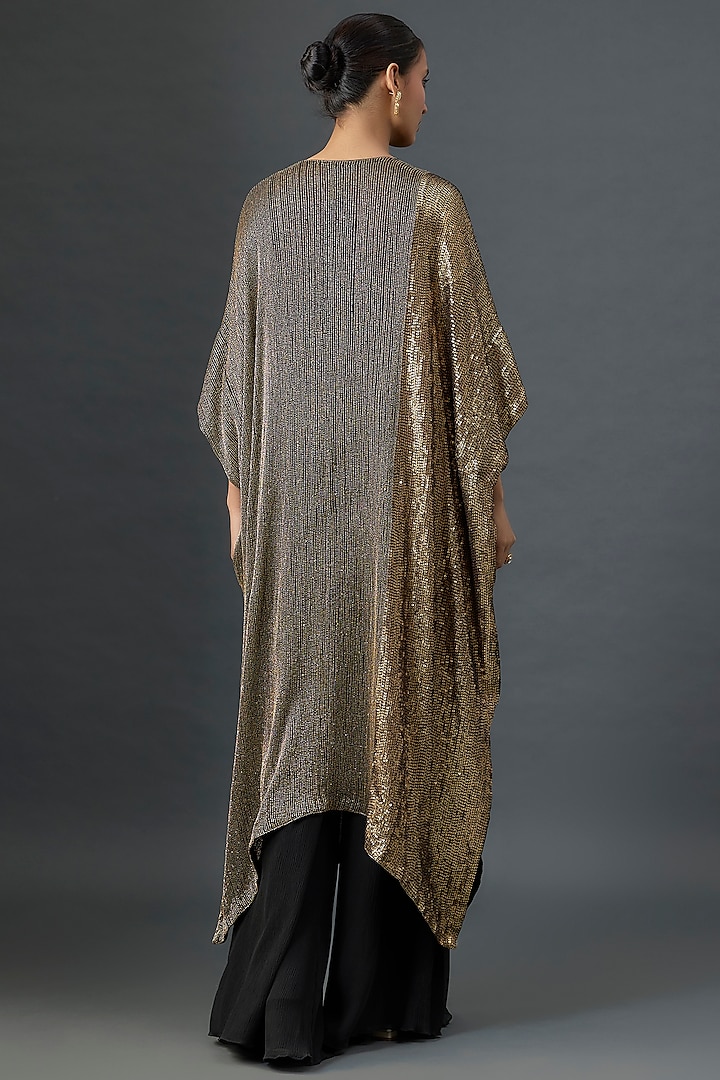 Black Silk Chiffon Sequins Embroidered Kaftan Set by Nakul Sen at Pernia's Pop Up Shop
