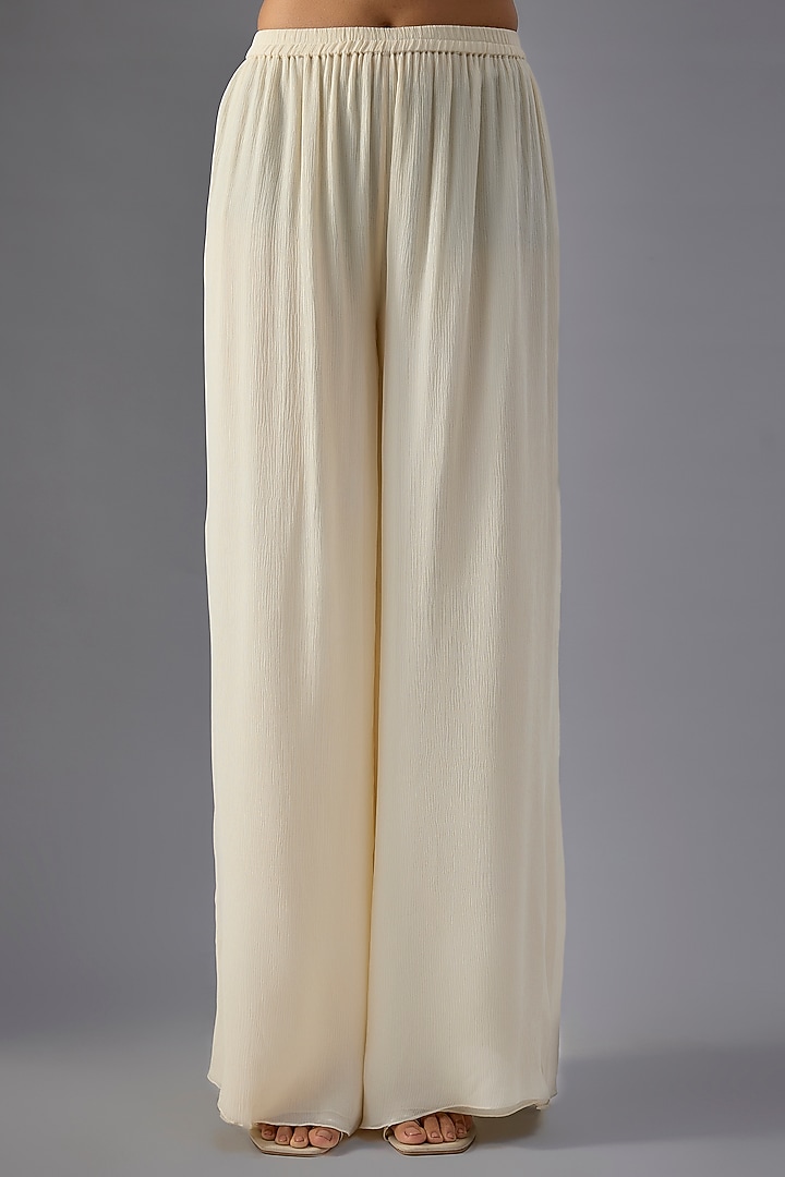 Ivory Chiffon Sequins Embroidered Kaftan Set by Nakul Sen at Pernia's Pop Up Shop