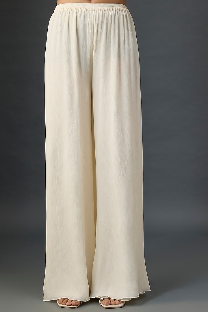 Ivory Silk Chiffon Sequins Embroidered Kaftan Set by Nakul Sen at Pernia's Pop Up Shop