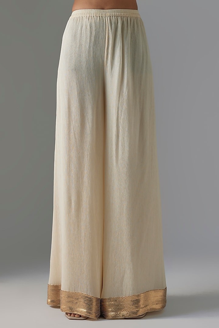 Ivory Chiffon Sequins Embroidered Kurta Set by Nakul Sen at Pernia's Pop Up Shop