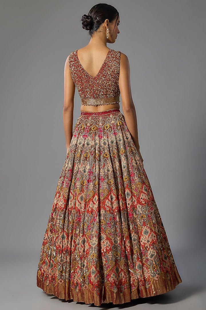 Red Silk Chiffon Bridal Lehenga Set by Nakul Sen at Pernia's Pop Up Shop