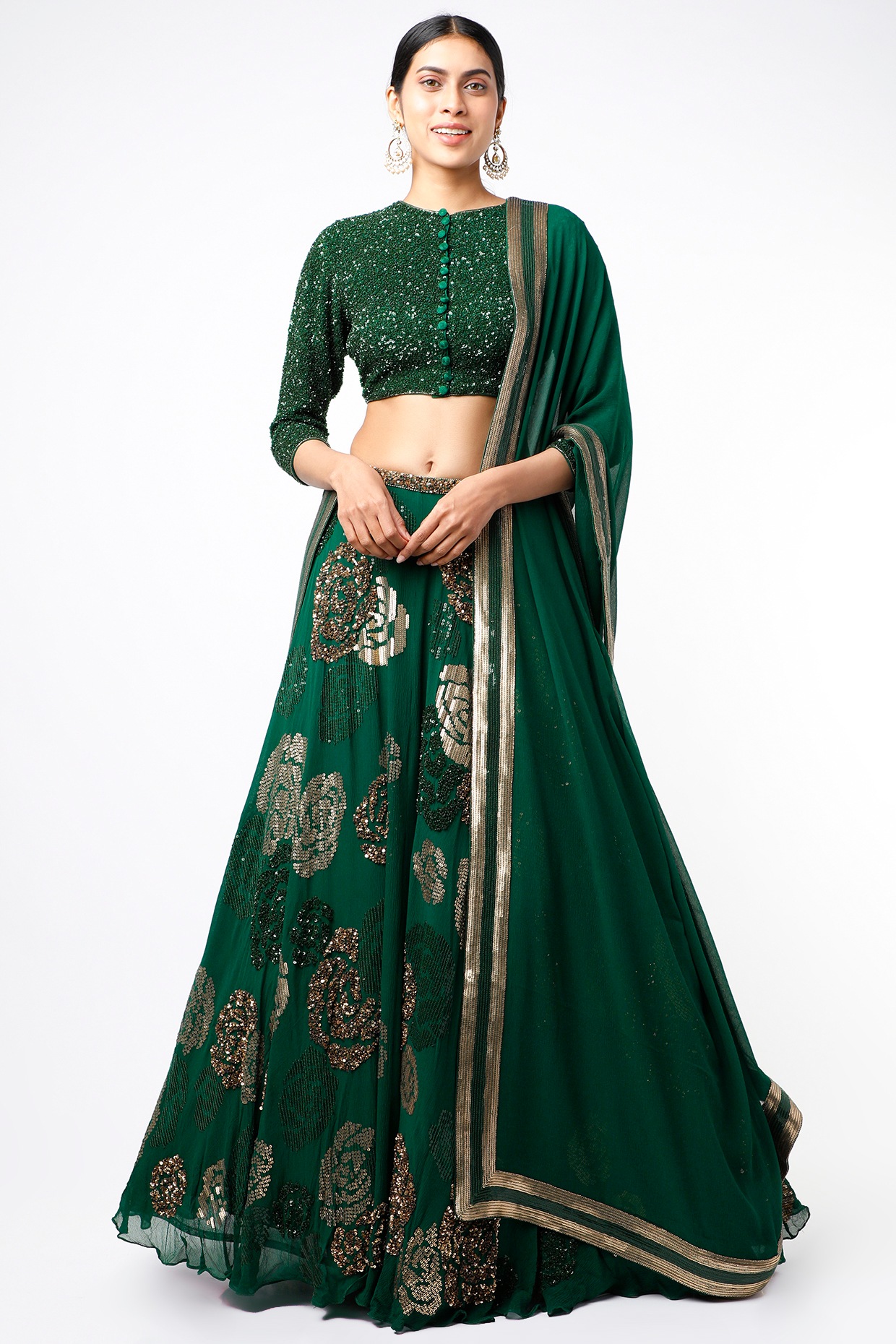 Green Lehenga Cholis: Buy Latest Indian Designer Green Ghagra Cholis Online  - Utsav Fashion