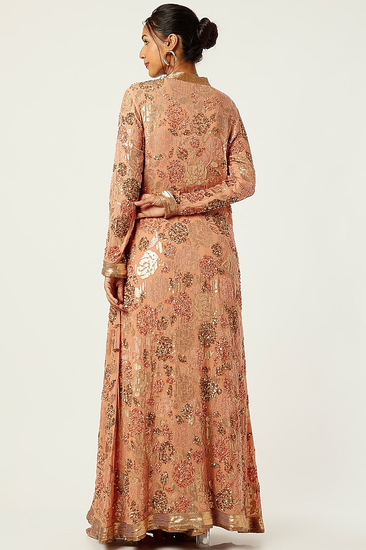 Kadambari Pink Chiffon Embroidered Sharara Set by Nakul Sen at Pernia's Pop Up Shop