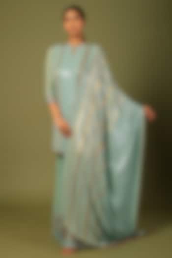 Porcelain Blue Embroidered Kurta Set by Nakul Sen at Pernia's Pop Up Shop