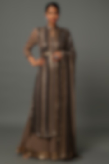 Mouse Brown Embroidered Kurta Set by Nakul Sen at Pernia's Pop Up Shop