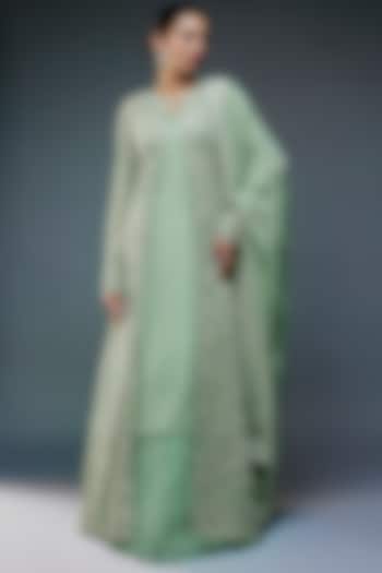 Porcelain Blue Silk Chiffon Jacket Set by Nakul Sen at Pernia's Pop Up Shop