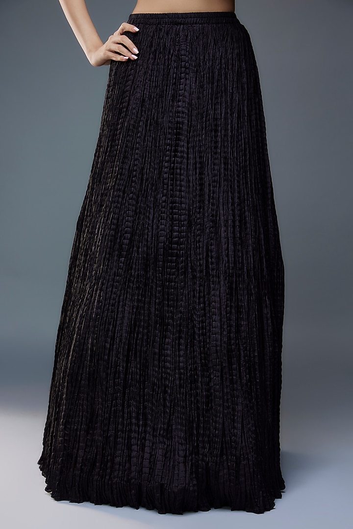 Black Chiffon Thread Embroidered Jacket Set by Nakul Sen at Pernia's Pop Up Shop