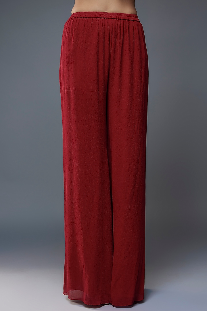 Red Chiffon Thread & Sequins Embroidered Kurta Set by Nakul Sen at Pernia's Pop Up Shop