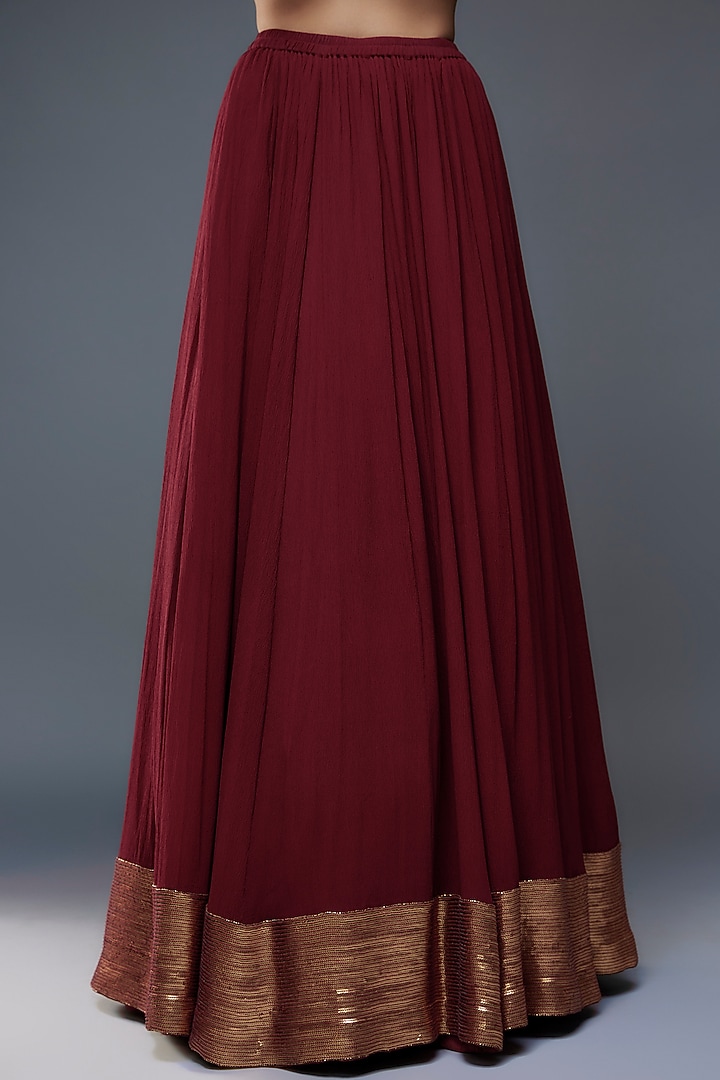 Red Chiffon Thread & Sequins Embroidered Jacket Set by Nakul Sen at Pernia's Pop Up Shop