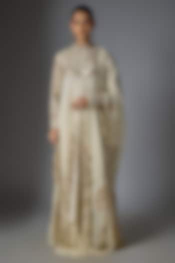 Almond Chiffon Sequins Embroidered Kurta Set by Nakul Sen at Pernia's Pop Up Shop