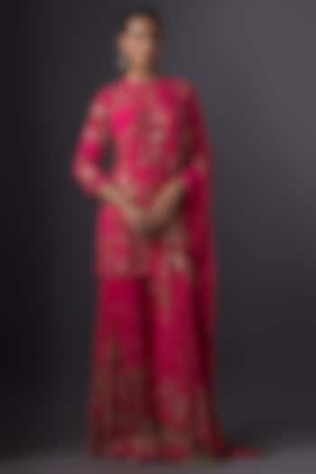 Rani Pink Chiffon Sequins Embroidered Gharara Set by Nakul Sen at Pernia's Pop Up Shop