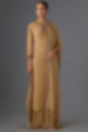 Beige Chiffon Sequins Embroidered Kurta Set by Nakul Sen at Pernia's Pop Up Shop