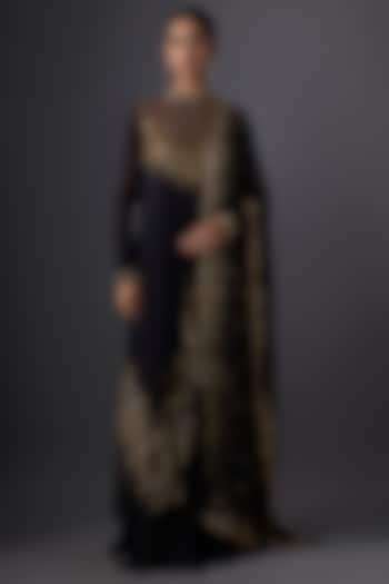 Black Chiffon Sequins Embroidered Kurta Set by Nakul Sen at Pernia's Pop Up Shop