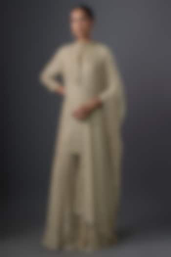 Mushroom-Colored Chiffon Sequins Embroidered Gharara Set by Nakul Sen at Pernia's Pop Up Shop