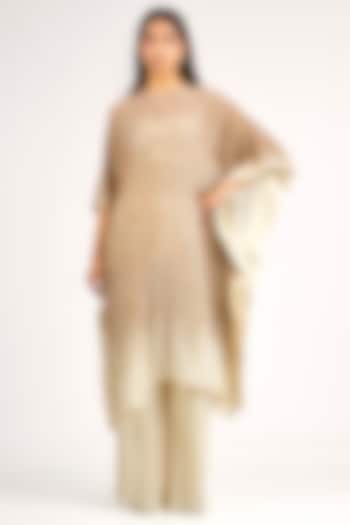 Ivory Chinon Sequins Embroidered Kaftan Set by Nakul Sen at Pernia's Pop Up Shop