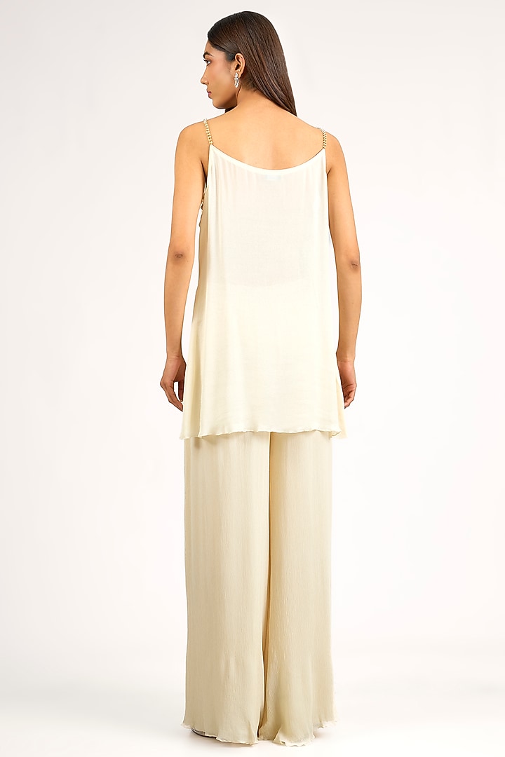Ivory Chinon Sequins Embroidered Kaftan Set by Nakul Sen at Pernia's Pop Up Shop