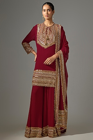 Buy Red Sharara Dress for Women Online from India's Luxury Designers 2026