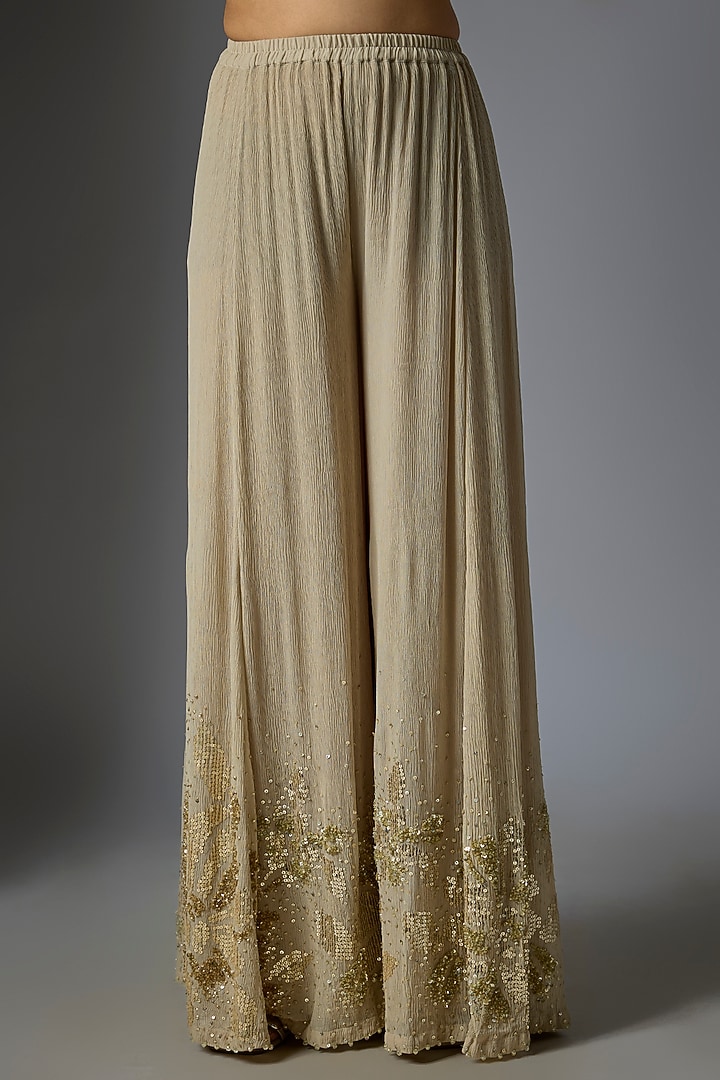 Mushroom Chiffon Sequins Embroidered Kurta Set by Nakul Sen at Pernia's Pop Up Shop