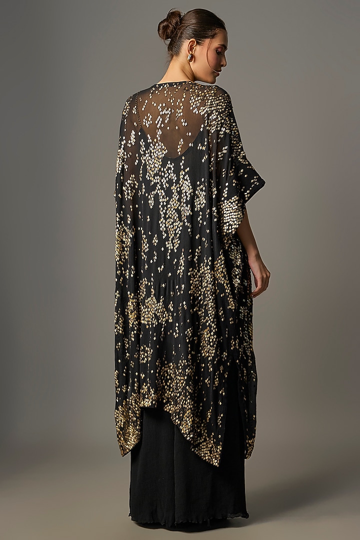 Black Chiffon Thread Embroidered Kaftan Set by Nakul Sen at Pernia's Pop Up Shop
