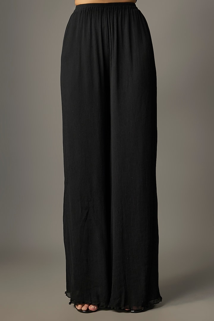 Black Chiffon Thread Embroidered Kaftan Set by Nakul Sen at Pernia's Pop Up Shop
