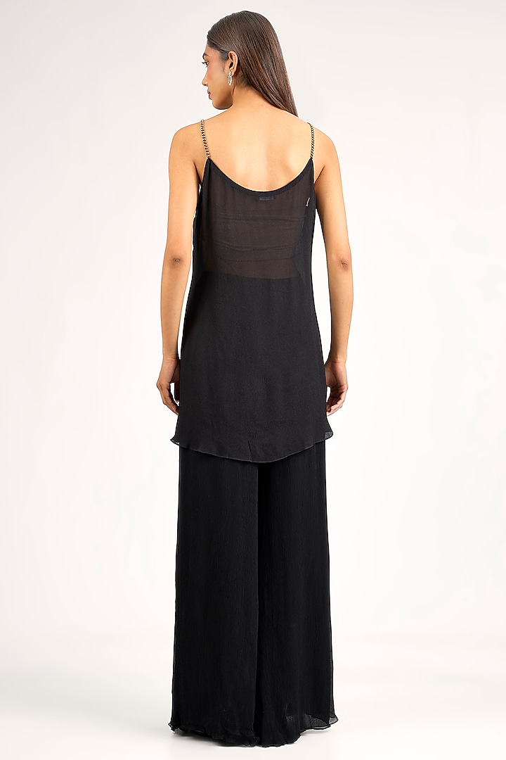 Black Chinon Sequins Embroidered Kaftan Set by Nakul Sen at Pernia's Pop Up Shop