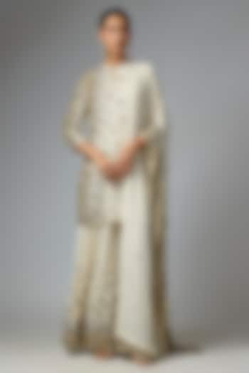 Almond Chiffon Sequins Embroidered Bridal Sharara Set by Nakul Sen at Pernia's Pop Up Shop