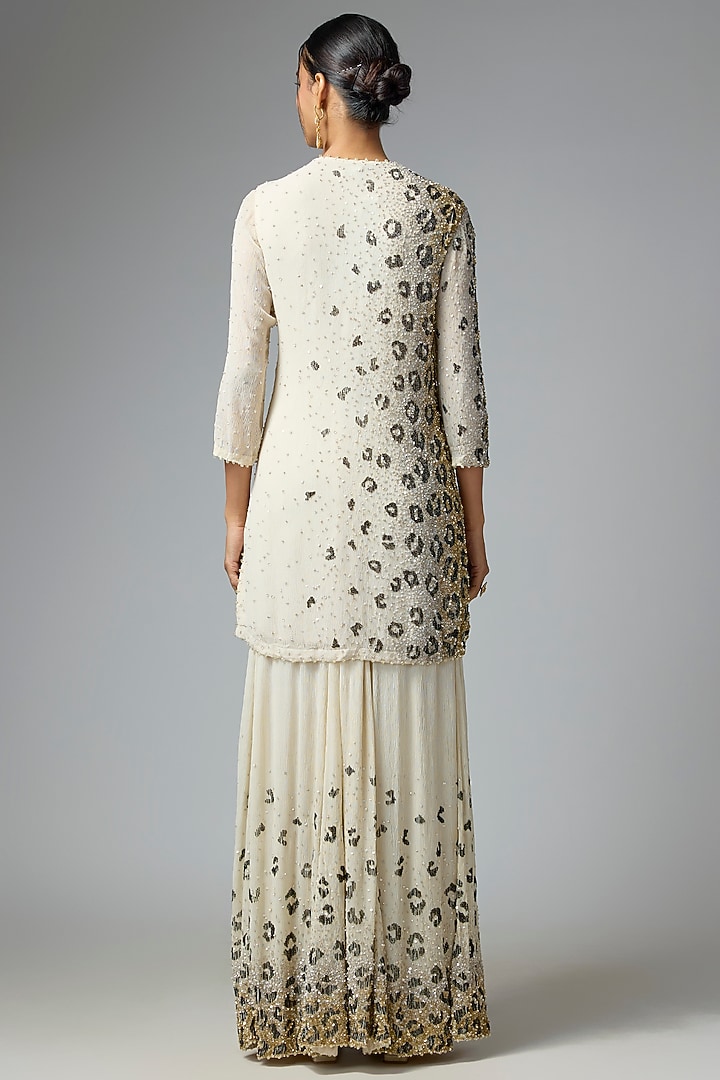 Almond Chiffon Sequins Embroidered Bridal Sharara Set by Nakul Sen at Pernia's Pop Up Shop